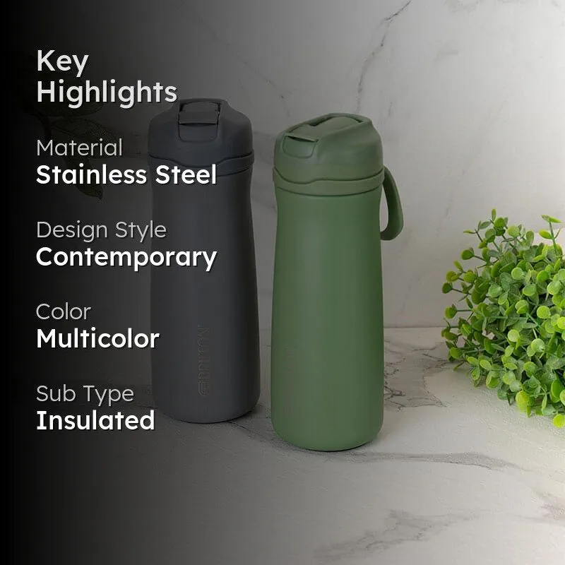 H2O Splash Hot & Cold Thermos Water Bottle (Grey & Green, 600 mL Each) - Set Of Two media 2