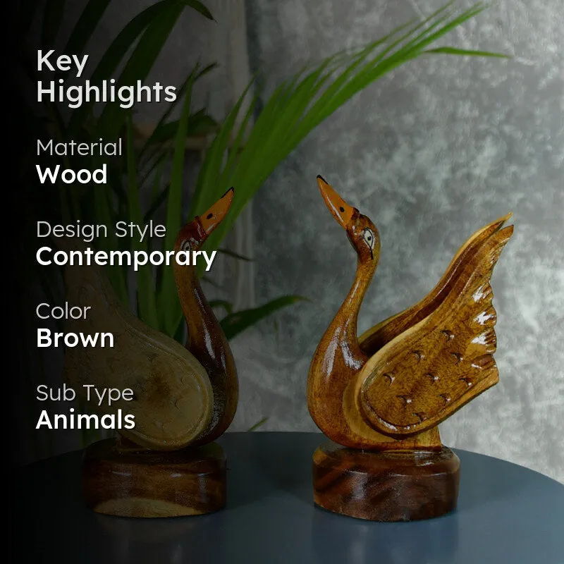 Swan Soiree Wood Showpiece - Set Of Two media 2