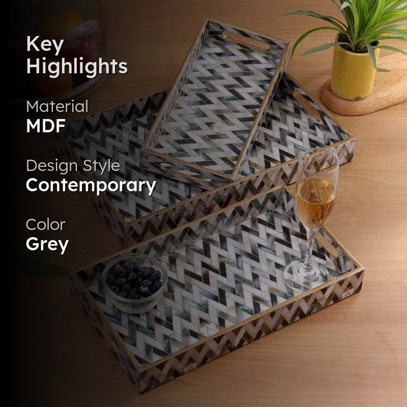 Stria Noir MDF Serving Tray - Set Of Three media 2