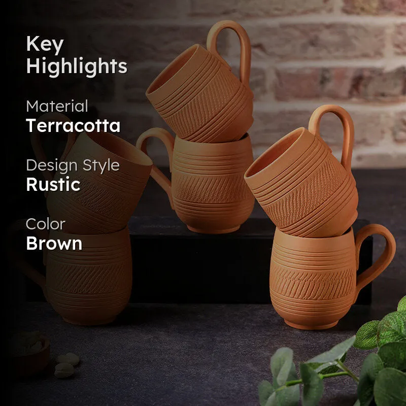 Srishti Terracotta Coffee Mug (250 mL Each) - Set of Six media 2