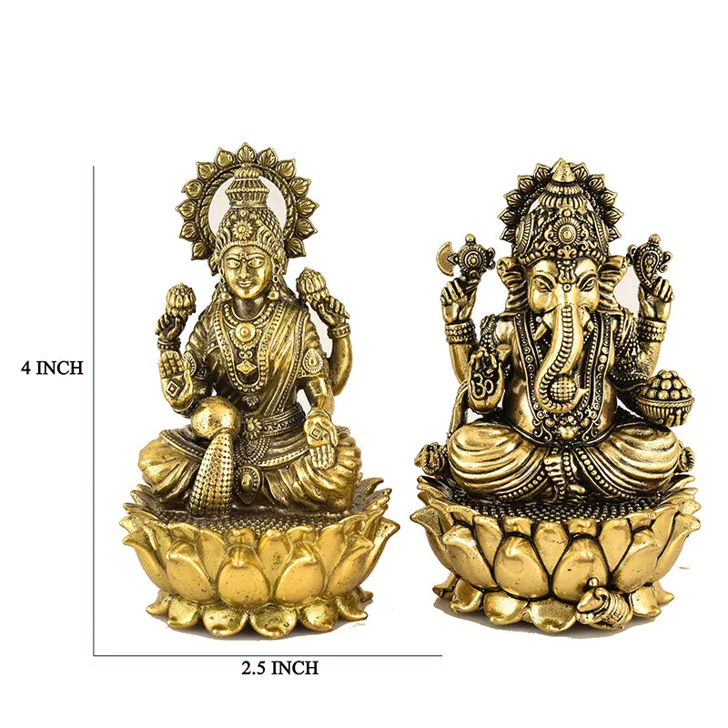 Divine Lakshmi-Vinayaka II Brass Idol - Set Of Two media 7
