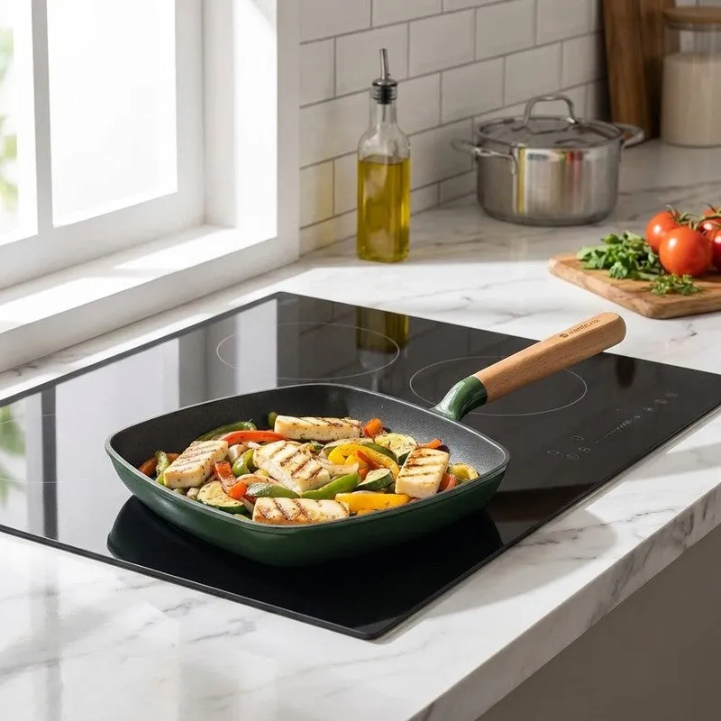 Cumin Co Enamel Cast Iron Grill Pan - Green media 1
