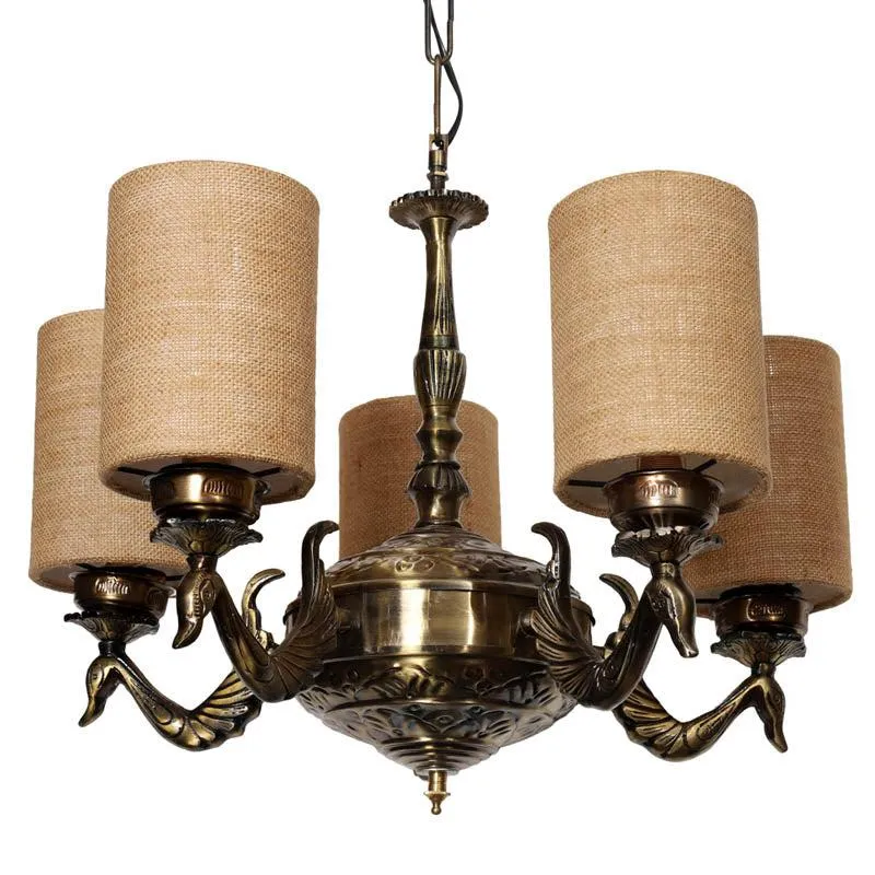Taruna Cylindrical Golden Antique Ceiling Lamp media 3