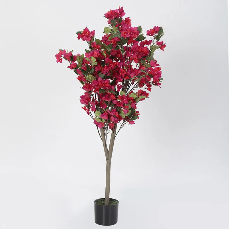 Faux Realtouch Bougainvillea Flower With Black Plastic Pot - 4.6 Feet media 5