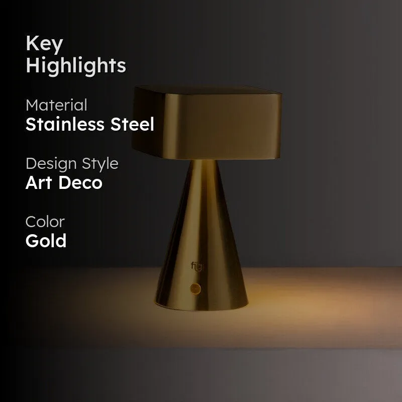 Fig Living Chrome Stainless Steel Portable Lamp - Gold media 2