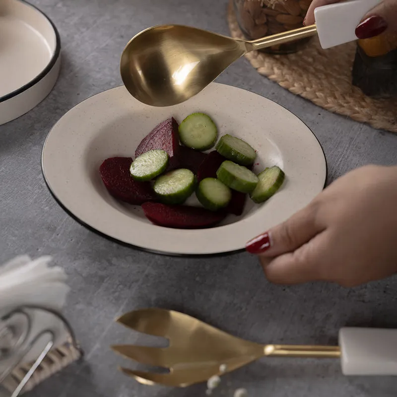 Tahara Salad Serving Set (Gold) - Two Piece Set media 3