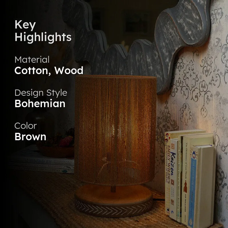 Loomstripe Wooden & Cotton Table Lamp - Brown media 2