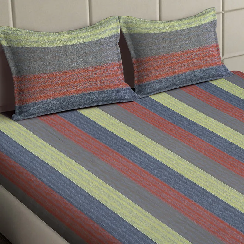 Uptown Stripes Geometric Bedsheet - 130 GSM media 4