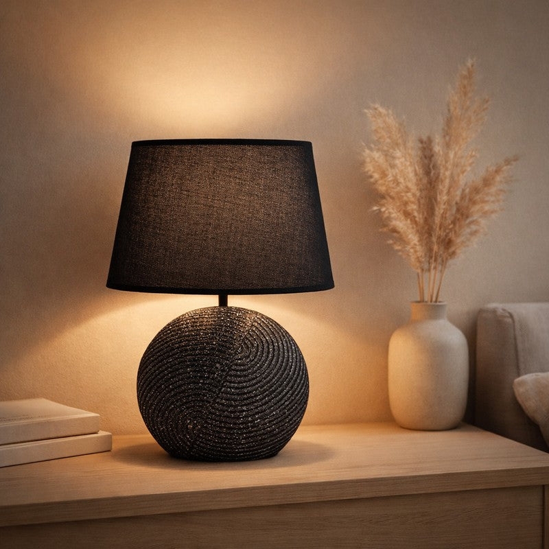 AarviDecor Arden Ceramic Table Lamp - Black