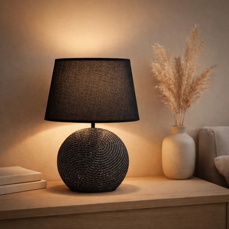 AarviDecor Arden Ceramic Table Lamp - Black media 1