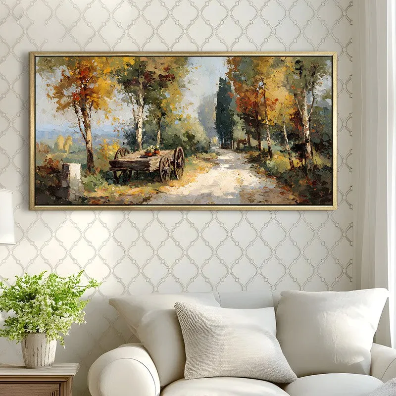 Serene Forest Cottage Road Wall Art media 3