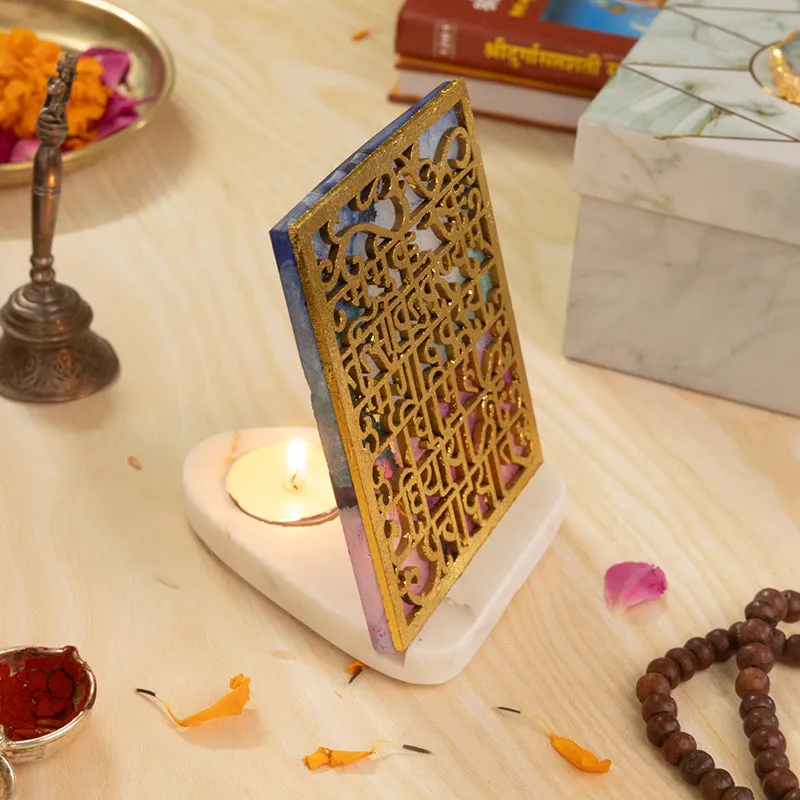 Gayatri Mantra Agate Tea Light Holder media 3