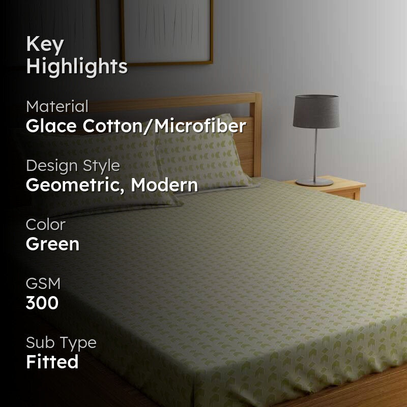 Miniature Mosaic - Green Microfiber Bedsheet - 300 GSM media 2
