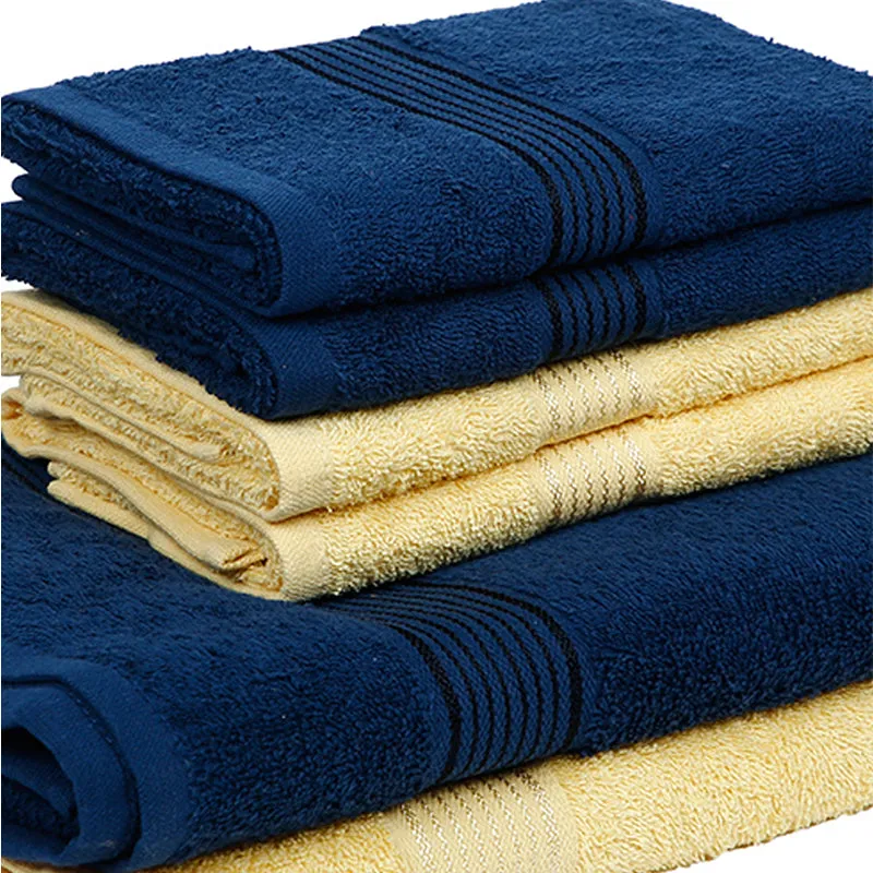 Eva Quick Dry Towel Combo (Yellow & Dark Blue) - Six Piece Set media 3