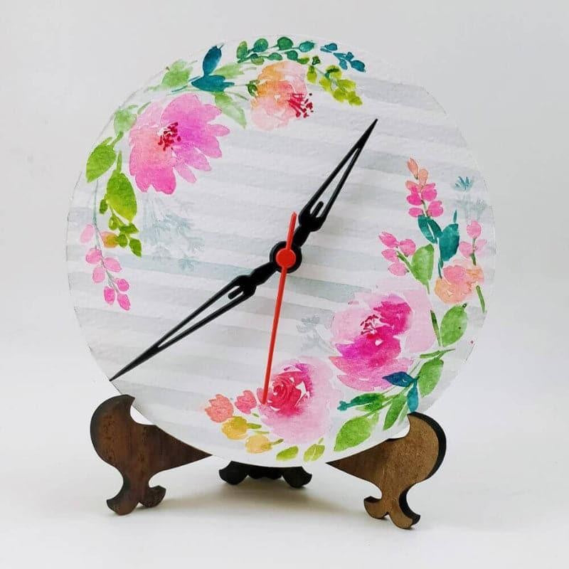 Nera Strip Flora Handpainted Table Clock media 3
