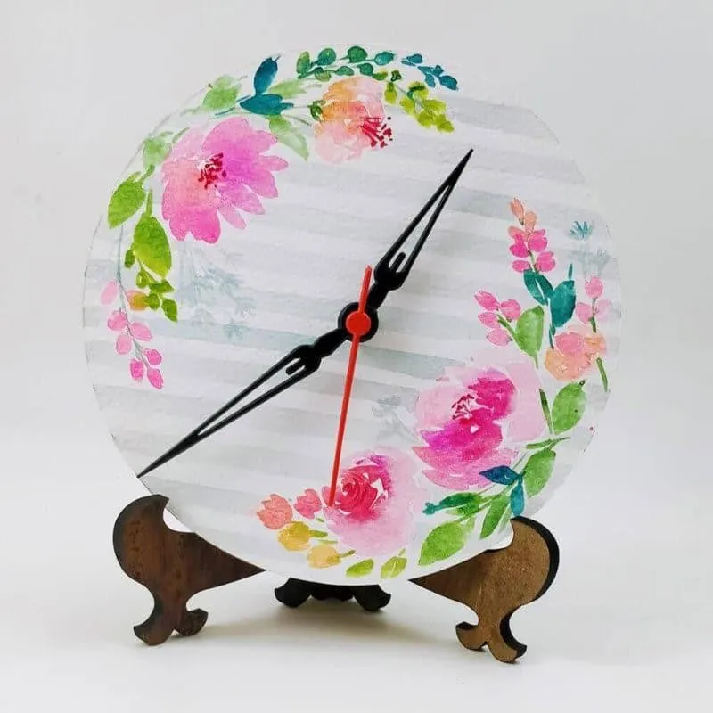 Nera Strip Flora Handpainted Table Clock media 3