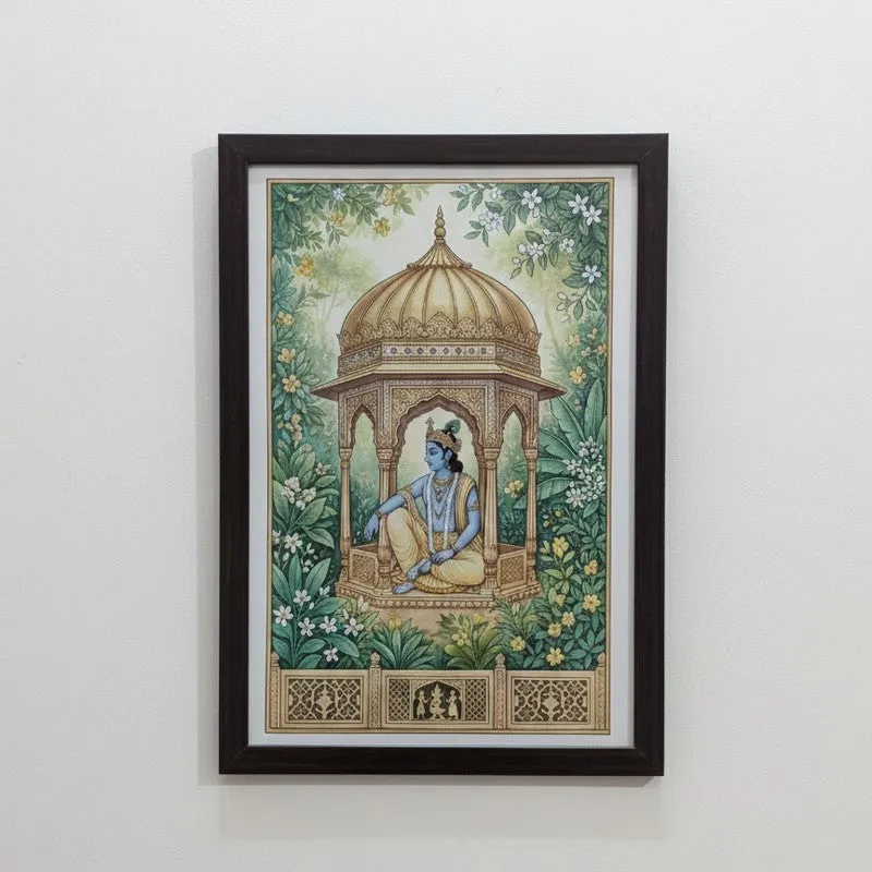 Vintage Pavilion Garden Wall Painting With Frame - Set Of Two media 4