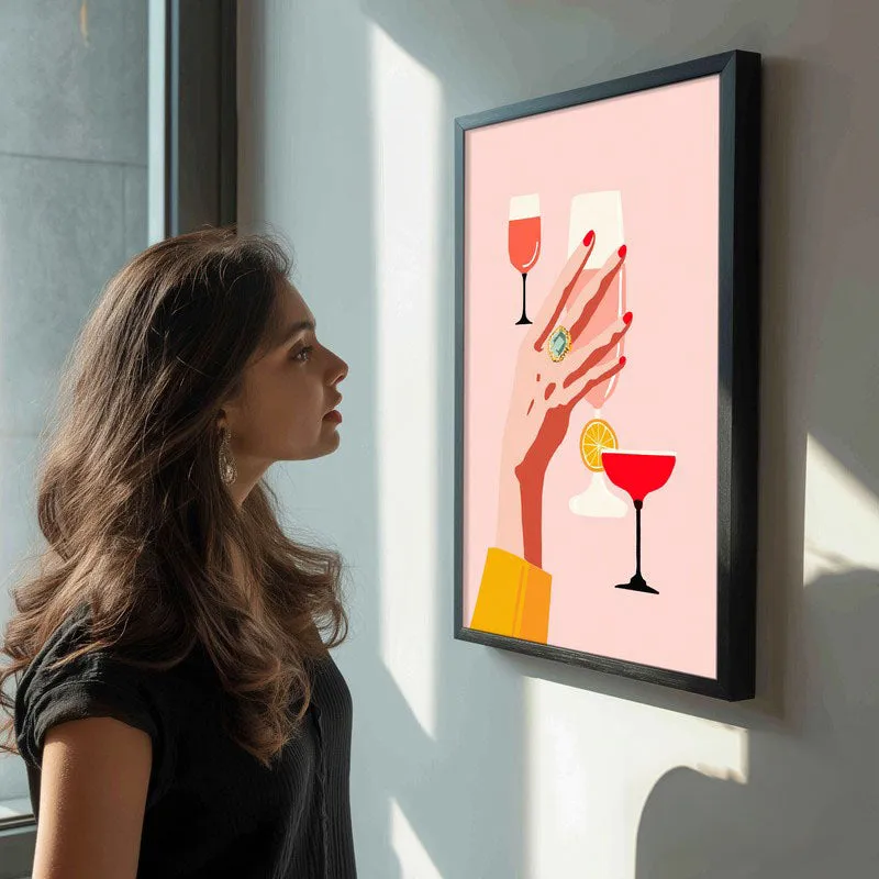 Wineglass Canvas Wall Painting - Black Frame media 5