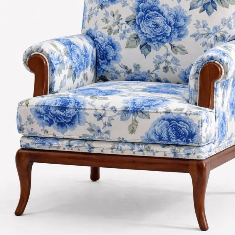 Yutaka Teak Wood & Velvet Lounge Chair media 5