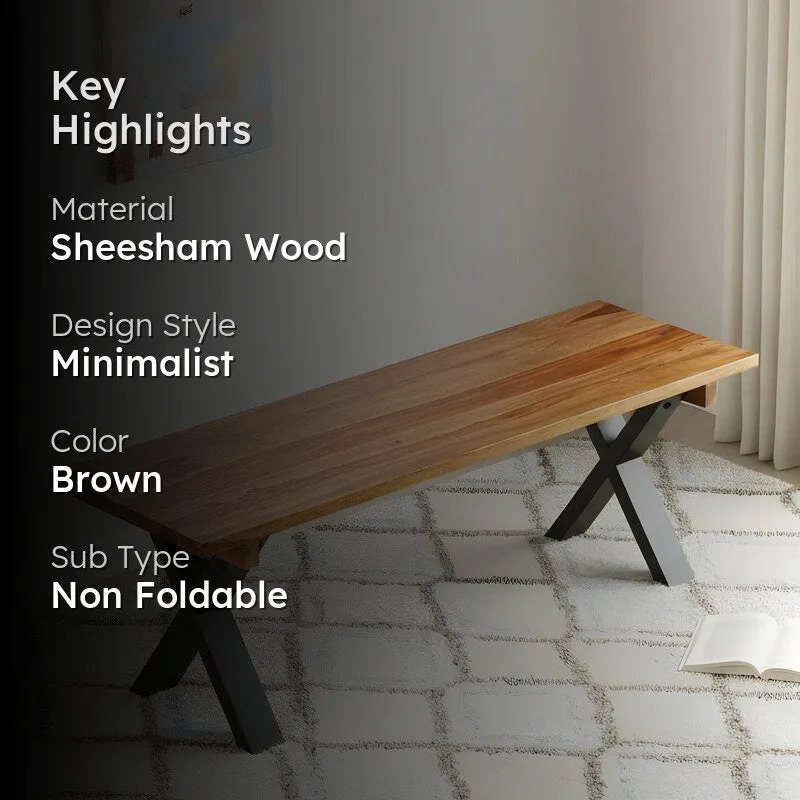 Cynex Sheesham Wooden Bench - Brown media 2