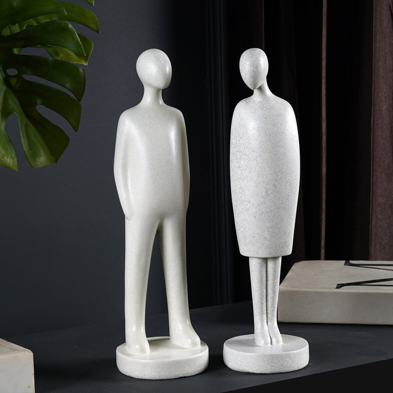 In Harmony Painted Resin Showpiece (Grey & White) - Set Of Two media 7
