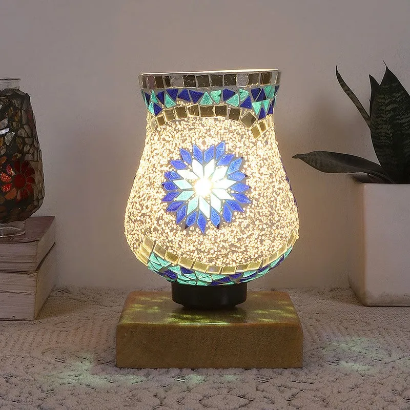 Bliss Mosaic Glass Table Lamp With Wooden Base - Multicolor media 3