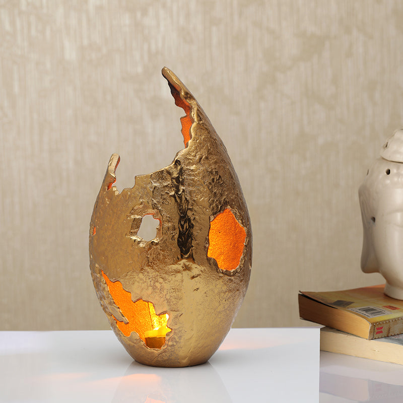 Broken Shell Handcrafted Candle Holder - Gold