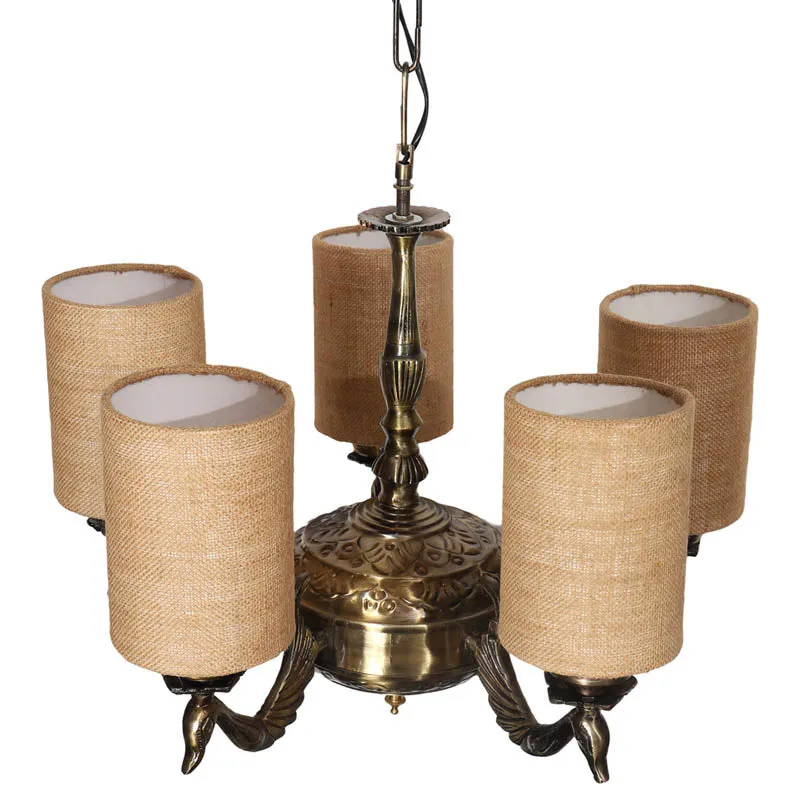 Taruna Cylindrical Golden Antique Ceiling Lamp media 4