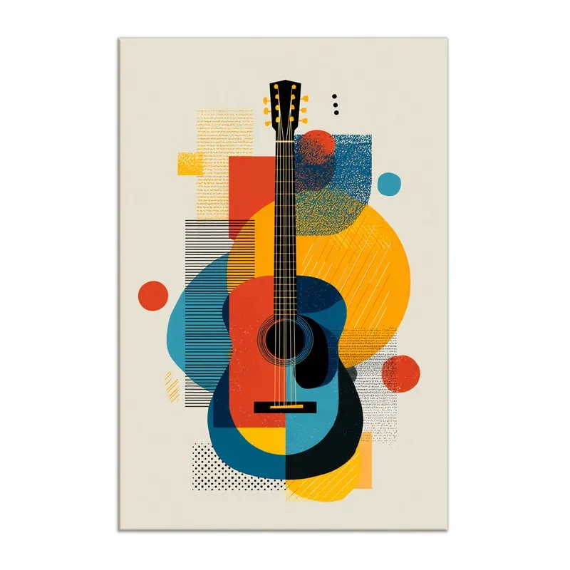 Riffa Geometric Guitar Canvas Wall Art media 3