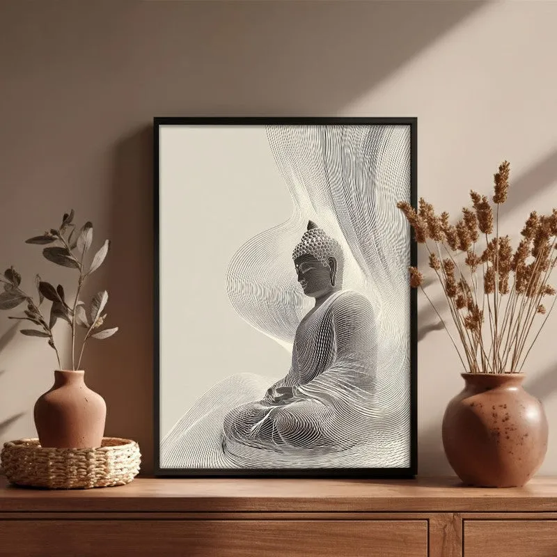 Quiet Contour Buddha Wall Painting With Black Frame media 6