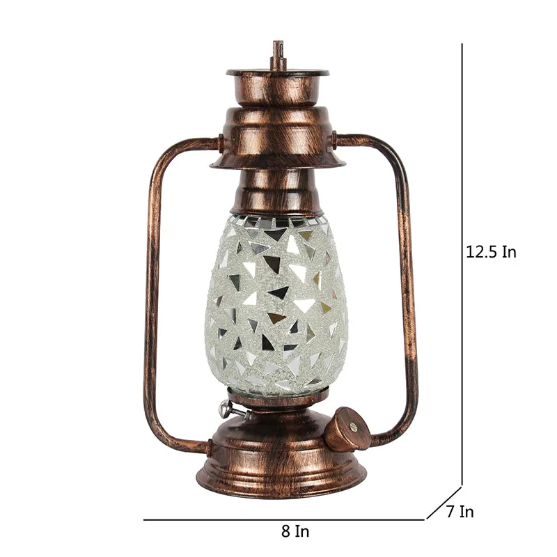 Dvija Mosaic Lantern Iron Table Lamp - Silver,Copper media 5