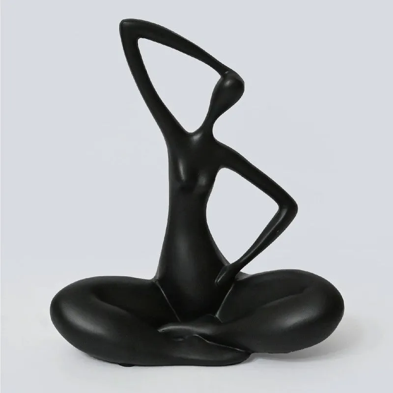 Meditative Pose Decorative Sculpture - Black media 3
