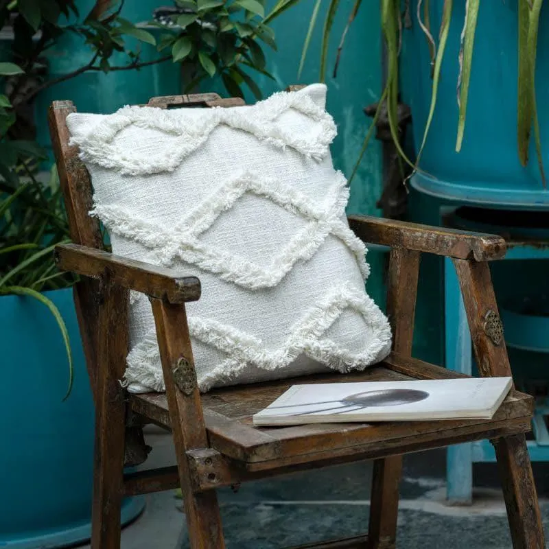 Pristine White Tufted Cushion Cover media 1