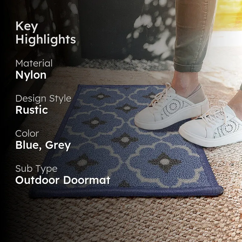 Eris Floral Nylon Door Mats - Blue,Grey media 2