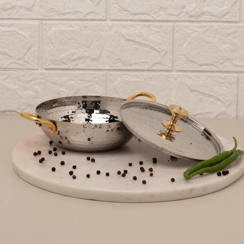 Vintage Charm Hammered Kadhai Serving Pot - 700 ML media 1