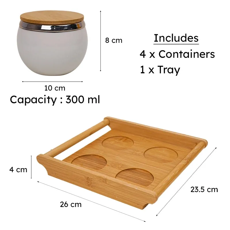 Lira White Dry Fruit Jar With Tray (360 mL Each) - Five Piece Set media 8