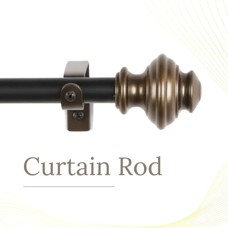 Royale Beam Extendable 1" Single Curtain Rods With Round Finial & Brackets media 3