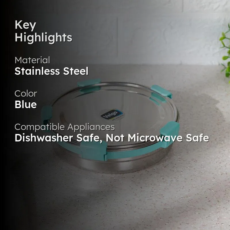 Ivago Steel Airtight Lunch Box (Aqua) - 875 mL media 2