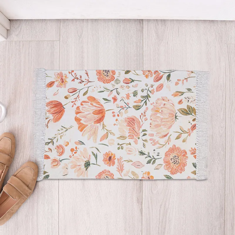 Sylven Cotton Door Mats - White & Orange media 6