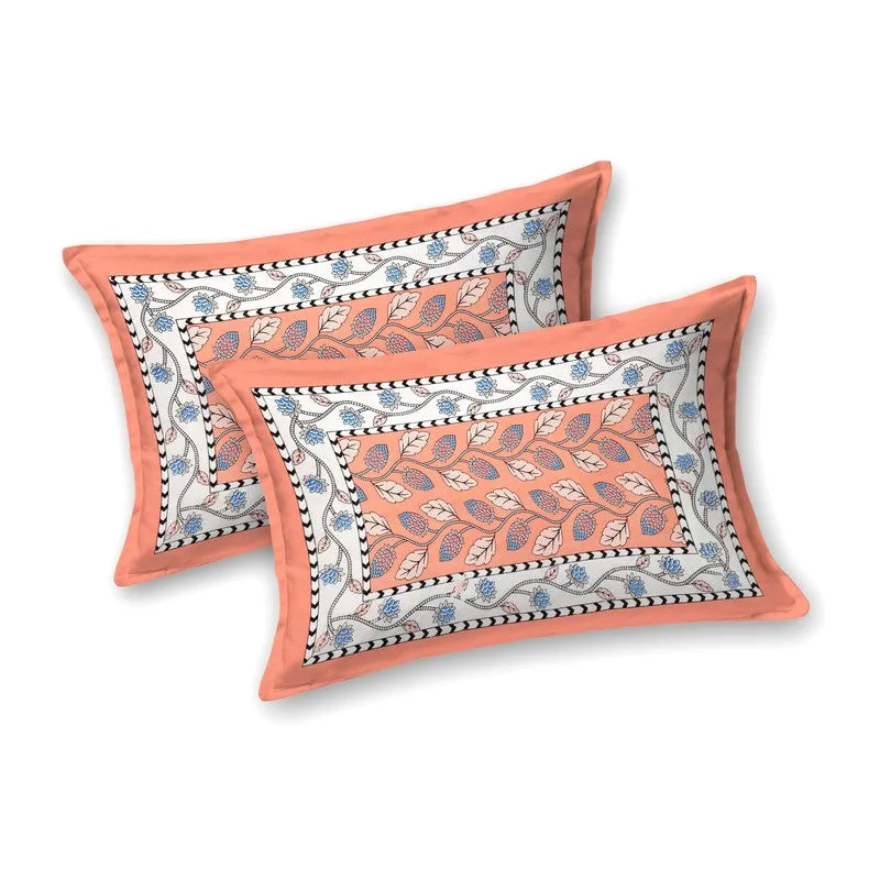 Crafta Cotton Bedsheet (Orange,Blue) - 240 TC media 4