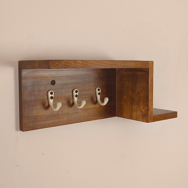 Verta Wooden Wall Shelf Organiser with Key Holders media 5