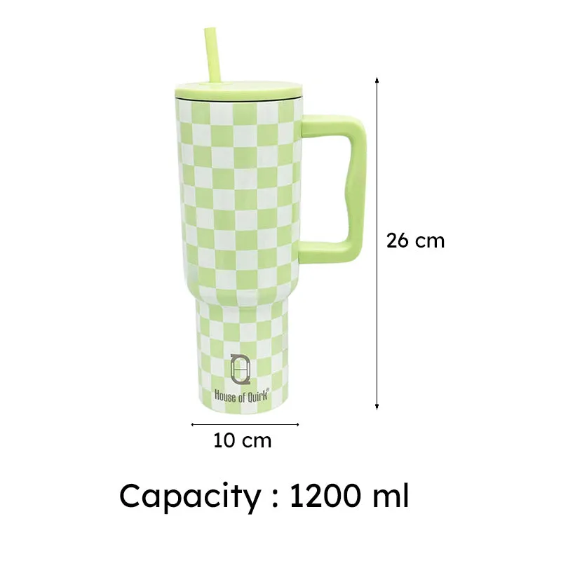 Chic Check Stainless Steel Tumbler (1200 ML) - Lime media 7