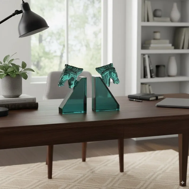 Horse Shaped Crystal Book End - Blue media 6