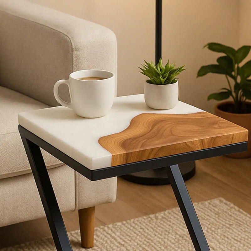 Nirvo Rustic Teak Wood Side Table media 3