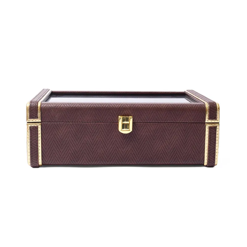 Vautch Faux Leather Watch Organizer - Brown & Gold media 4