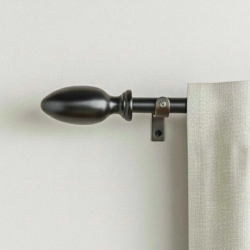 Tessera Extendable 1" Single Curtain Rods With Oval Finial & Brackets media 1