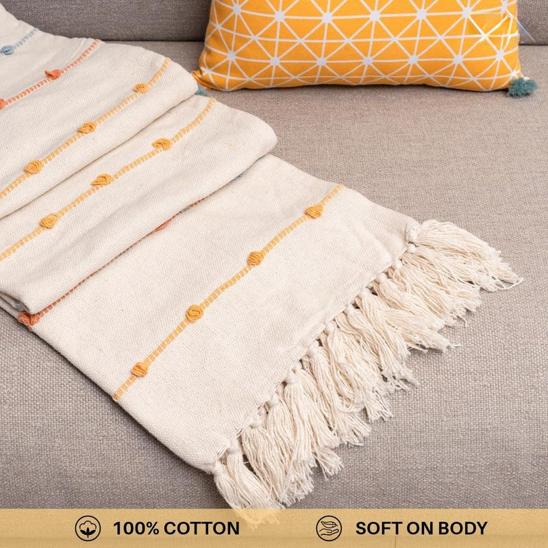 Urban Space Modern White Cotton Throw media 4