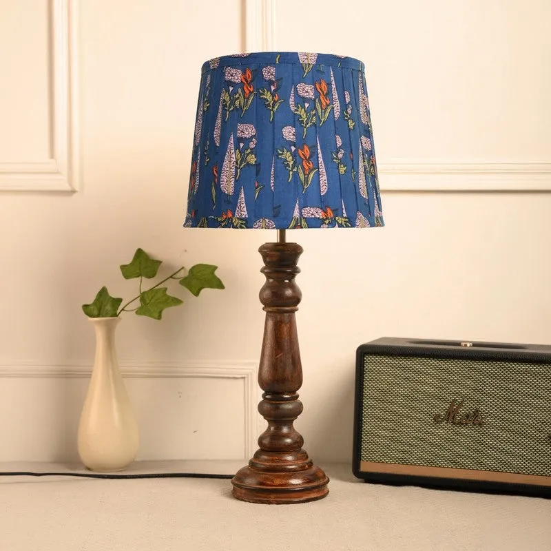 Indigo Whisper Wooden Base Cotton Table Lamp - Multicolor media 3