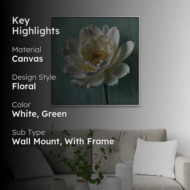 Painted Water Lily Canvas Wall Art With Frame media 2