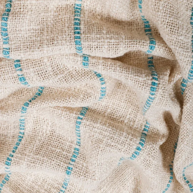 Vanilla Stitch Striped Throw - Off White & Blue media 4
